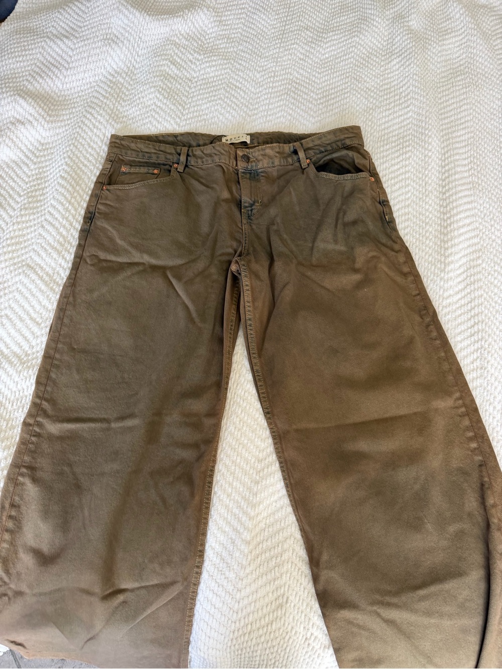 Motel Rocks Wide-Leg Chino Pants in Brown